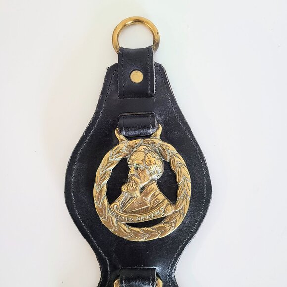 Vintage Brass Horse Medallions On Leather Harness Strap, Set Of Five Medallions - Picture 5 of 10